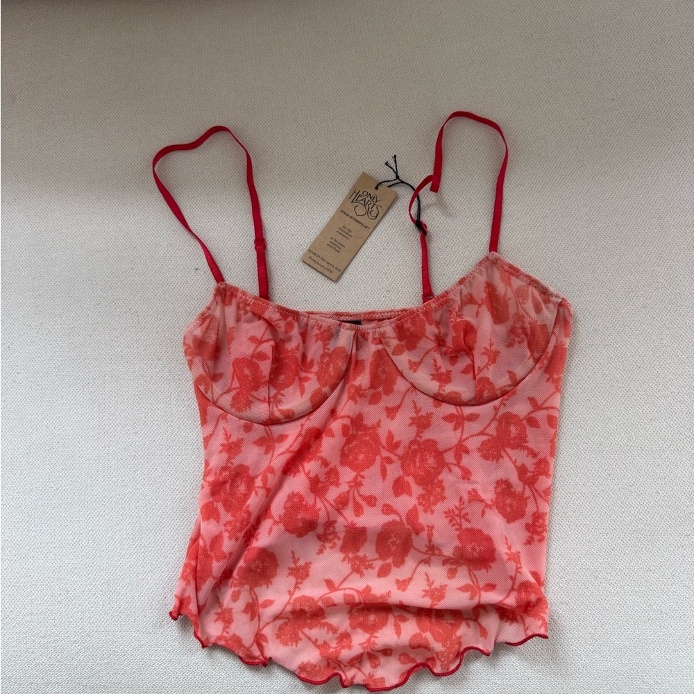 Only Hearts Floral Sheer Cami Top - Pink/Coral